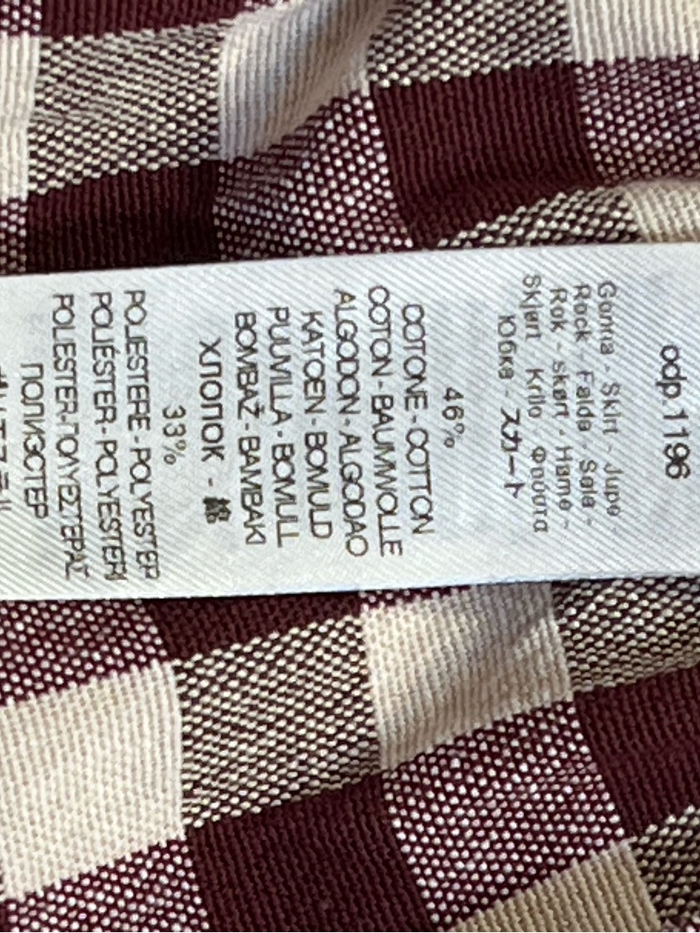 Forte_Forte Cotton Gingham Checked Tie-Waist Maxi Skirt in Maroon and Cream Sz-M - Picture 8 of 9